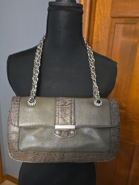 Judith Ripka Chain Strap Shoulder Bag in Brown & Gray